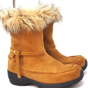 Sorel Northern Lite Tall Snow Boot Waterproof Suede Faux Fur Brown Side Zip Sz 9